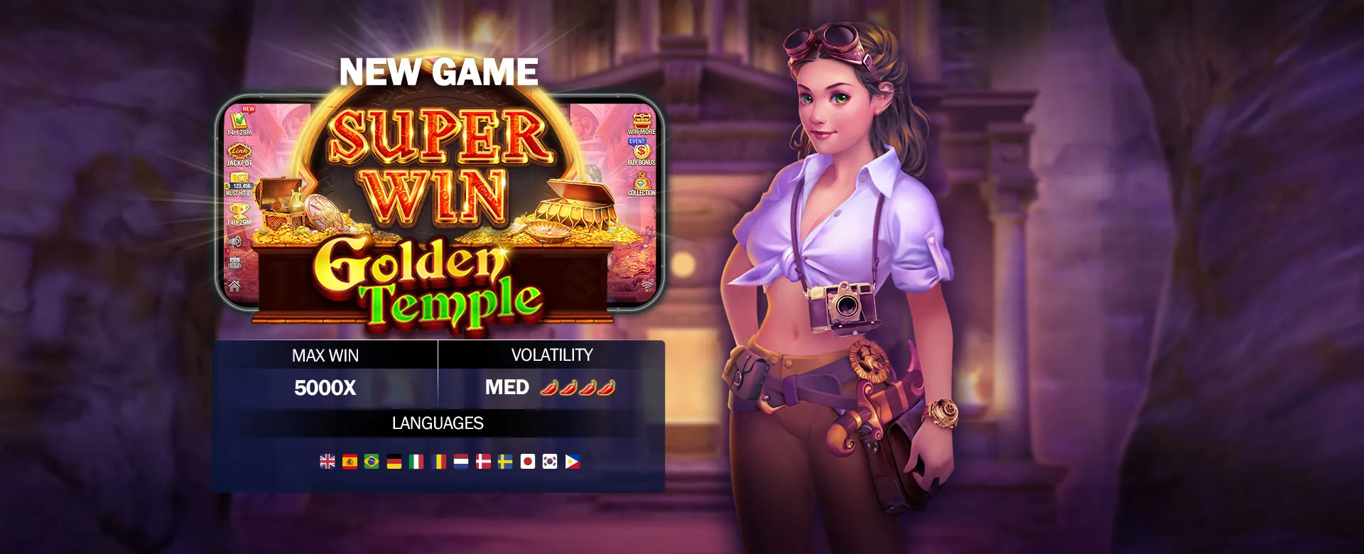 Exciting ph365 arcade games on a mobile device with golden accents